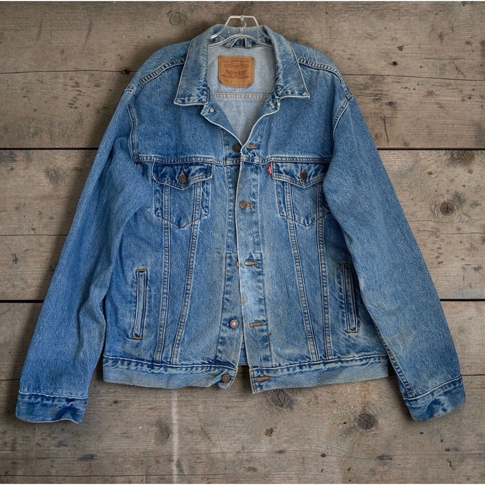 Vintage Levis Jean Trucker Jacket Men XL Made in USA 70508-7112 Y2K Blue Denim